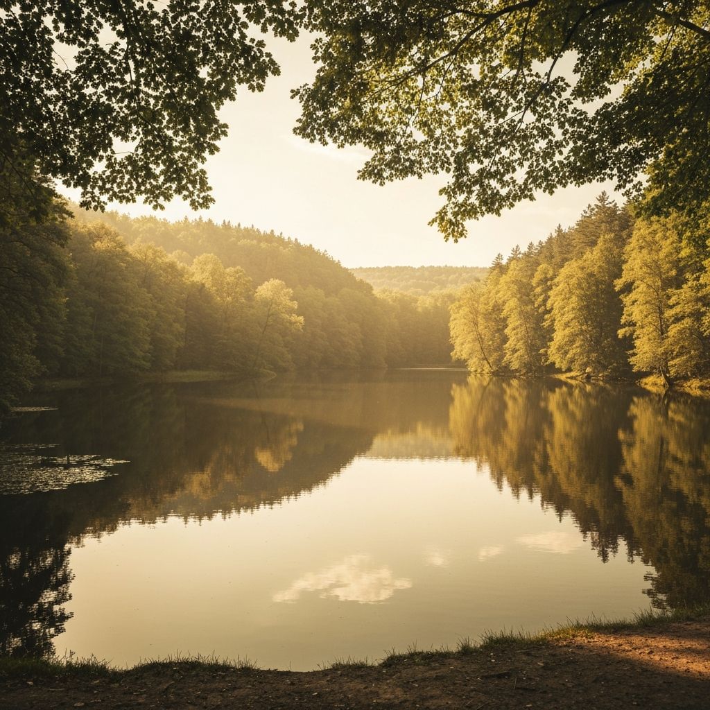 Peaceful landscape with natural elements, symbolizing mental clarity and mindful awareness in daily life