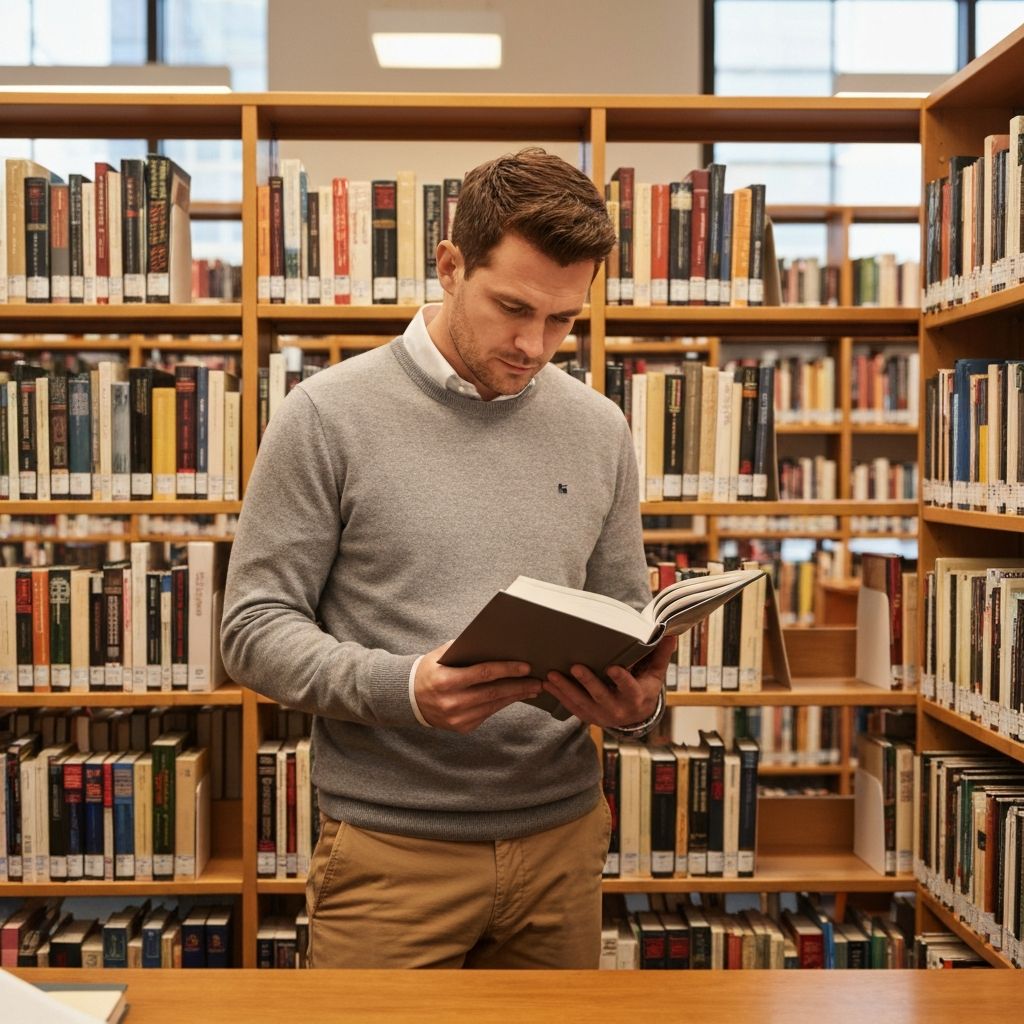 Man reading and learning, representing the educational nature of knowledge acquisition